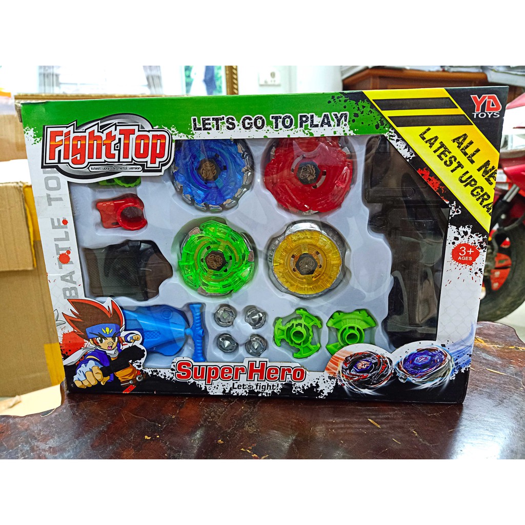 Bộ 4 Con quay BeyBlade +  Tay cầm - Con quay vòng xoay thần tốc giá rẻ sập sàn