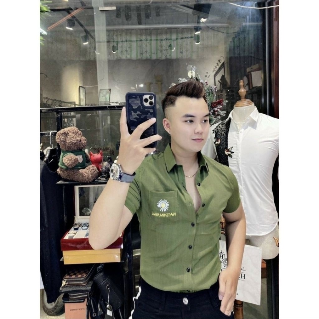 Áo Sơ Mi Nam Tay Ngắn Vải Đũi DR366XM Họa Tiết Hoa Cúc DRMT | BigBuy360 - bigbuy360.vn