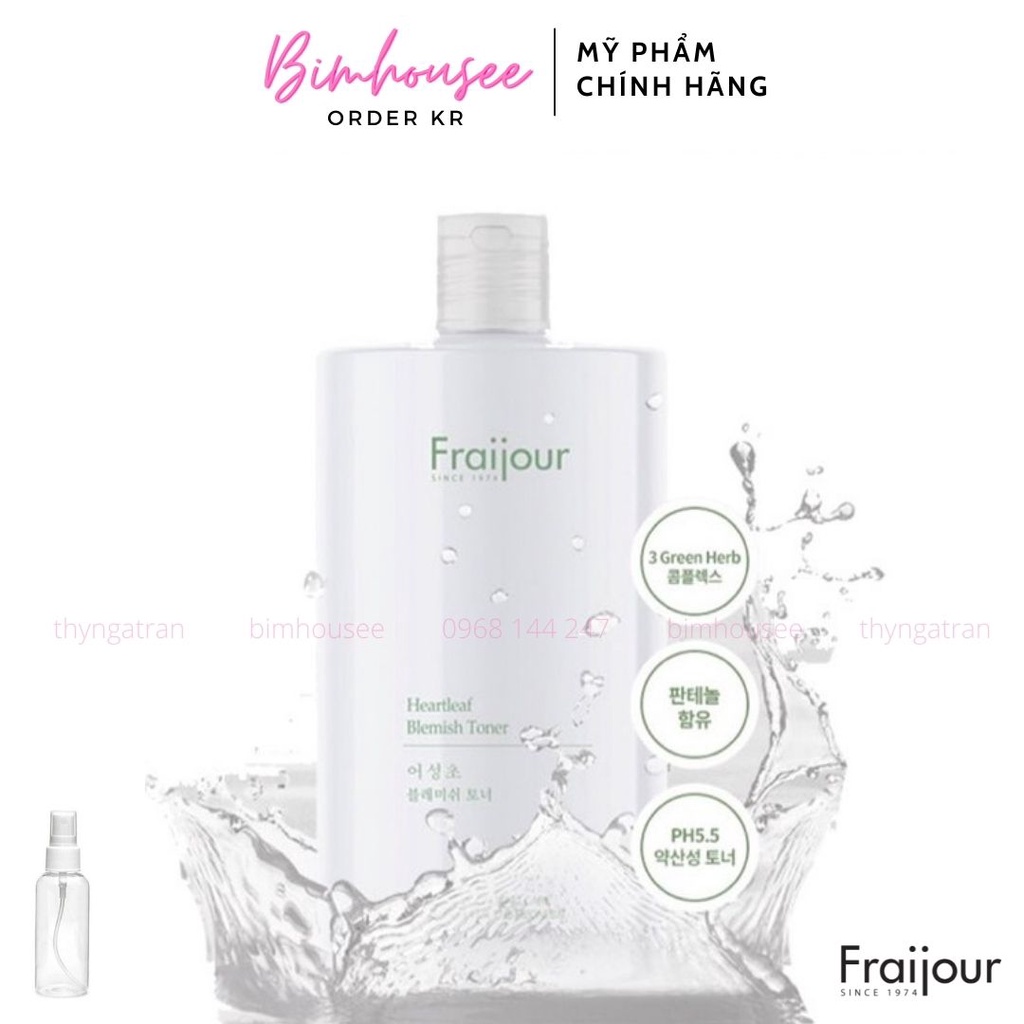 Toner diếp cá Fraijour Heartleaf Blemish cho da mụn da nhạy cảm 500ml