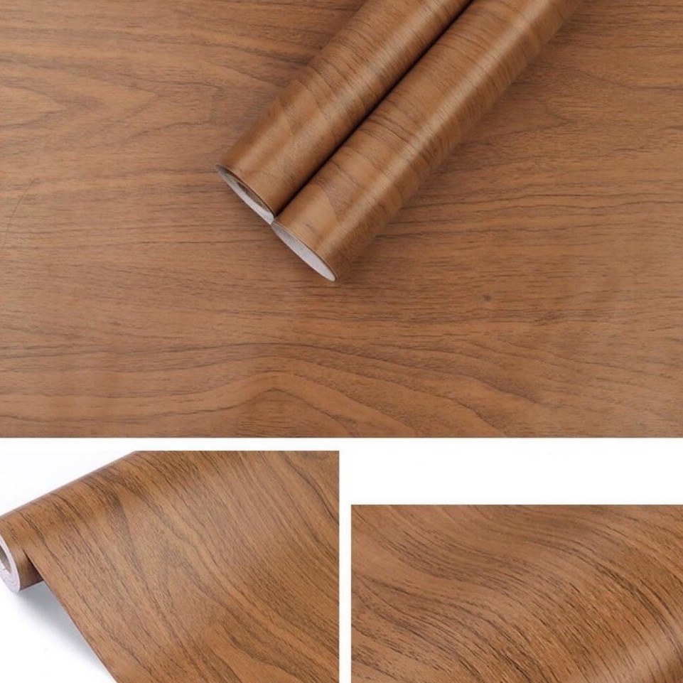 10m giấy dán tường giả gỗ óc chó khổ rộng 45cm có keo dán sẵn