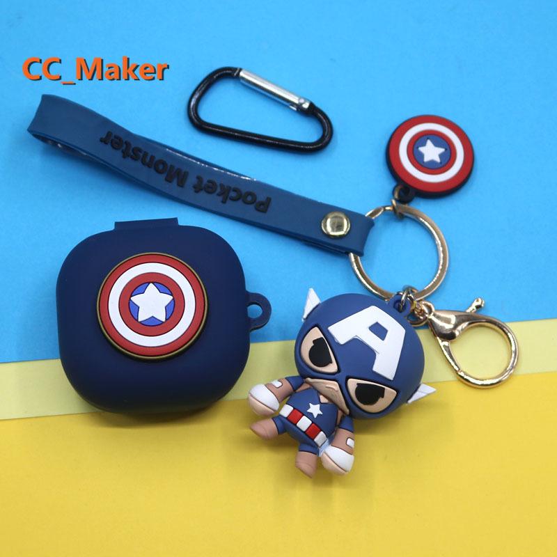 Vỏ bọc silicon hình Captain America bảo vệ cho hộp sạc tai nghe Samsung Galaxy Bud