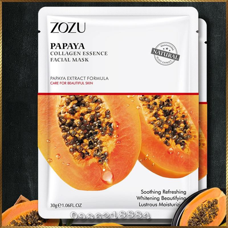 Mặt nạ tinh chất Đu Đủ Zozu Papaya Collagen Essence Facial Mask cấp ẩm chuyên sâu mềm mịn da ZPC2