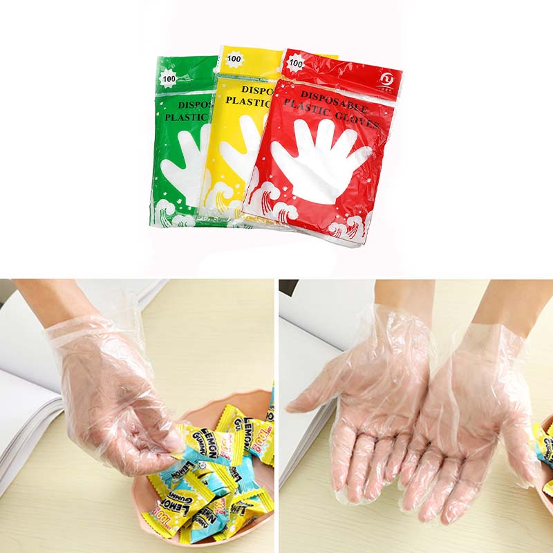 Bộ 100 găng tay nhựa dùng một lần trong suốt chống thấm nước