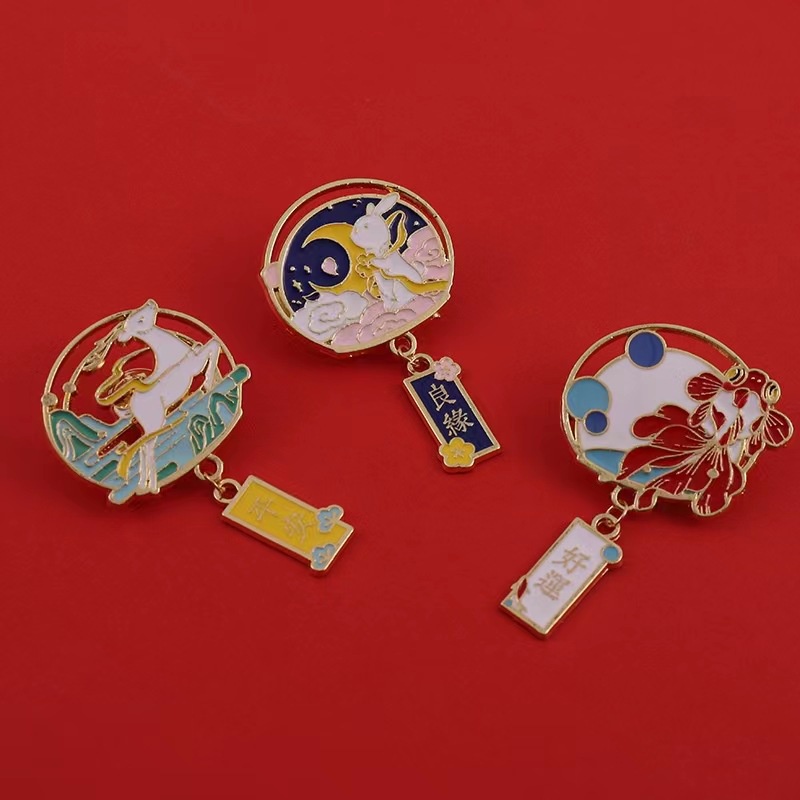 WOLALA Ghim Cài Áo Bằng Hợp Kim Đơn Giản Phong Cách Trung Hoa Mới