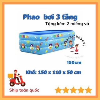 Bể bơi phao trẻ em bơm hơi 1m5- 3 tầng chống trơn trượt