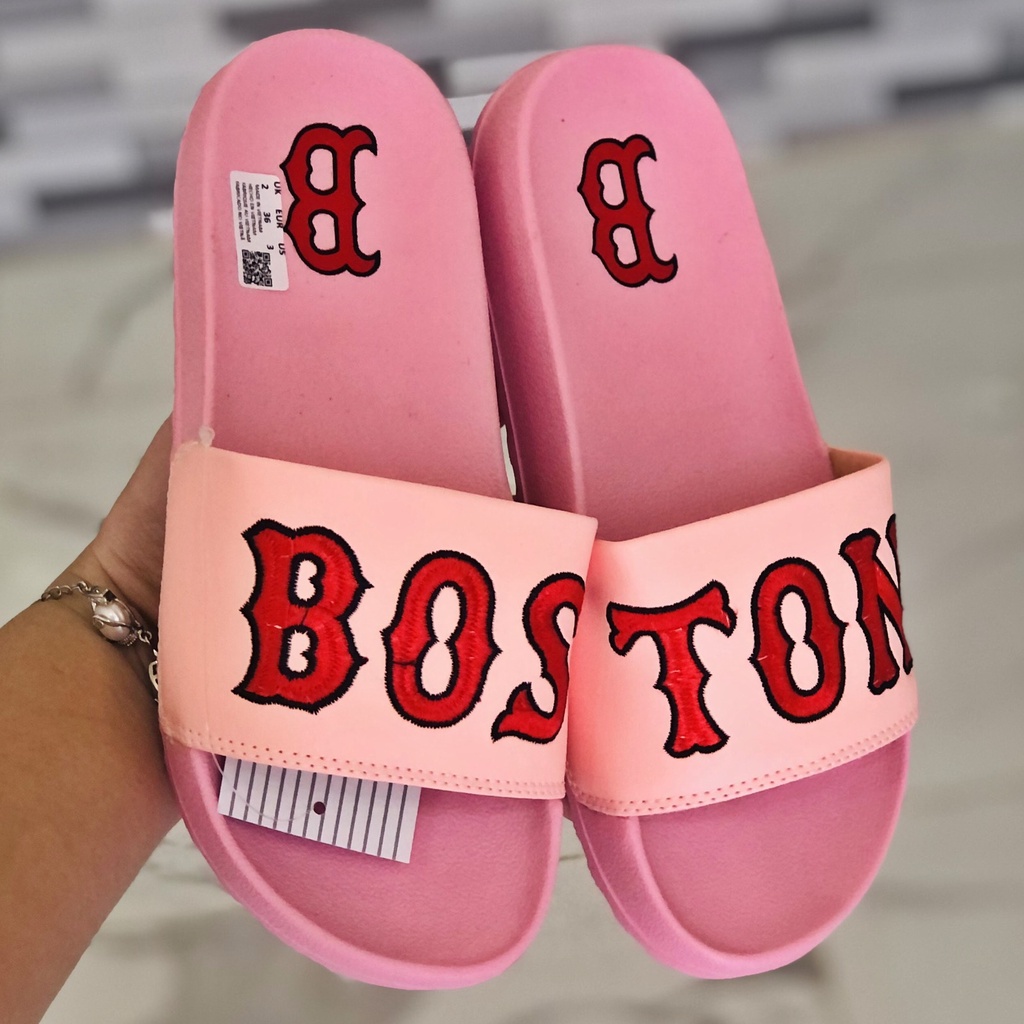 Dép unisex 𝐌𝐋𝐁 𝐁𝐎𝐒𝐓𝐎𝐍 ❤️FREESHIP + Hộp❤️ dép mlb quai ngang thể thao nữ Thêu nỗi Boston nhiều màu