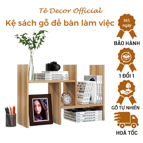 Kệ Sách Gỗ Để Bàn Làm Việc Mini TEE DECOR - Giá Đựng Tài Liệu Văn Phòng Gỗ MDF - Kích Thước 54cm x 20cm x 35 - Bh 1 Năm