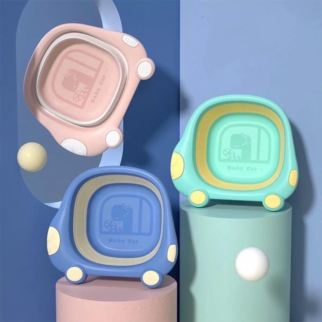 Chậu tắm, chậu rửa mặt, chậu đa năng gấp gọn silicon tiện lợi, dễ thương cho bé