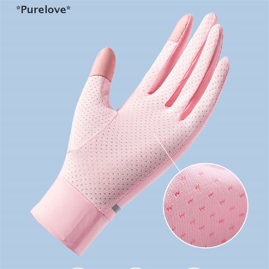 Găng Tay Lái Xe Vải Lụa Lạnh Mỏng Phối Lưới Thoáng Khí Chống Nắng Thời Trang Mù