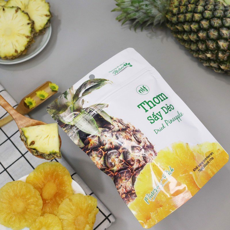 Dứa (Thơm) sấy dẻo gói 75g trái cây sấy dẻo Nông Lâm Food,đồ ăn vặt healthy,hỗ trợ giảm cân,ăn kiêng hiệu quả.