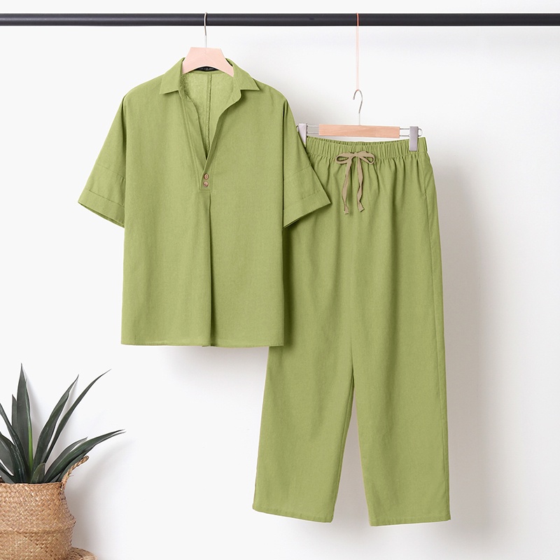 Bộ đồ Zanzea gồm áo sơ mi tay ngắn cổ bẻ và quần dài ống rộng màu trơn sành điệu cho nữ