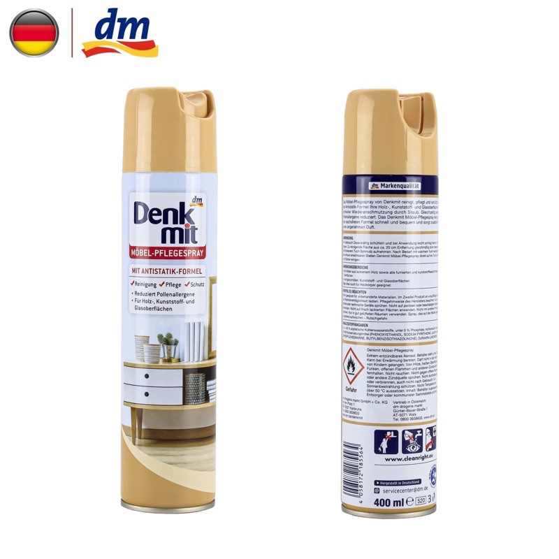 CHAI XỊT CHĂM SÓC ĐỒ GỖ NỘI THẤT DENKMIT- HÀNG ĐỨC -400ml