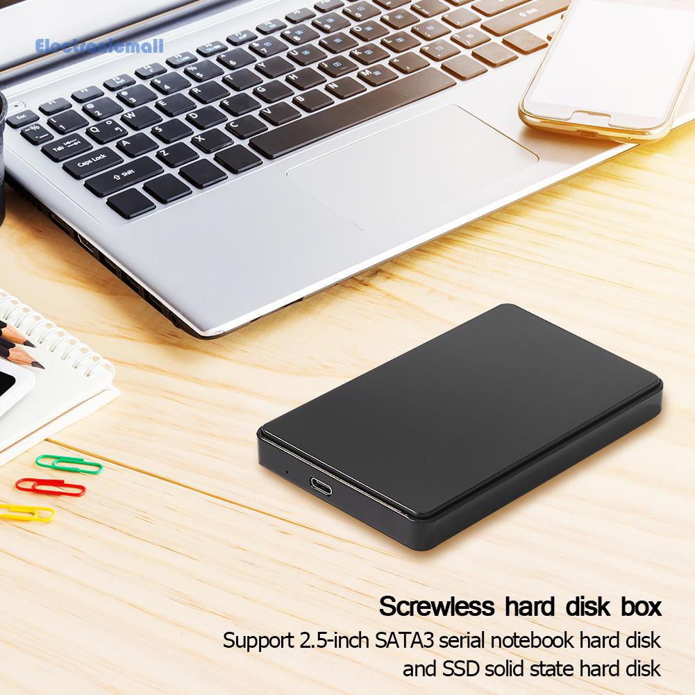 ElectronicMall01 HDD Case 2.5 inch USB 3.1 SATA3 Hard Drive Enclosure for SSD Disk Type C