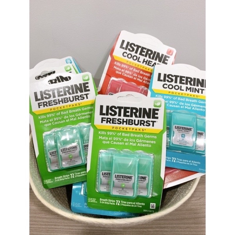 Miếng ngậm / xịt thơm miệng Listerine Pocketpaks (Vĩ 3 hộp x 24 miếng)