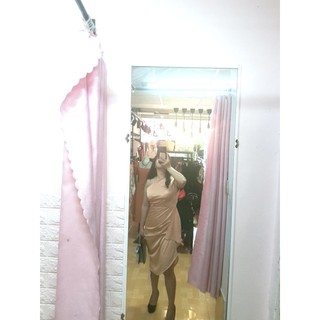 Đầm body lụa lệch vai bèo hông cao cấp