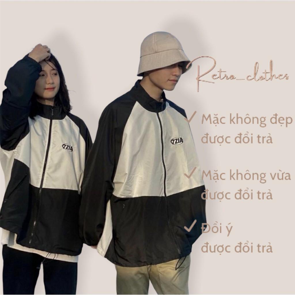 🍂 Áo Khoác Dù 7.ZIA Ulzzang Nam Nữ Unisex Phối Màu Đen Trắng Dây Rút