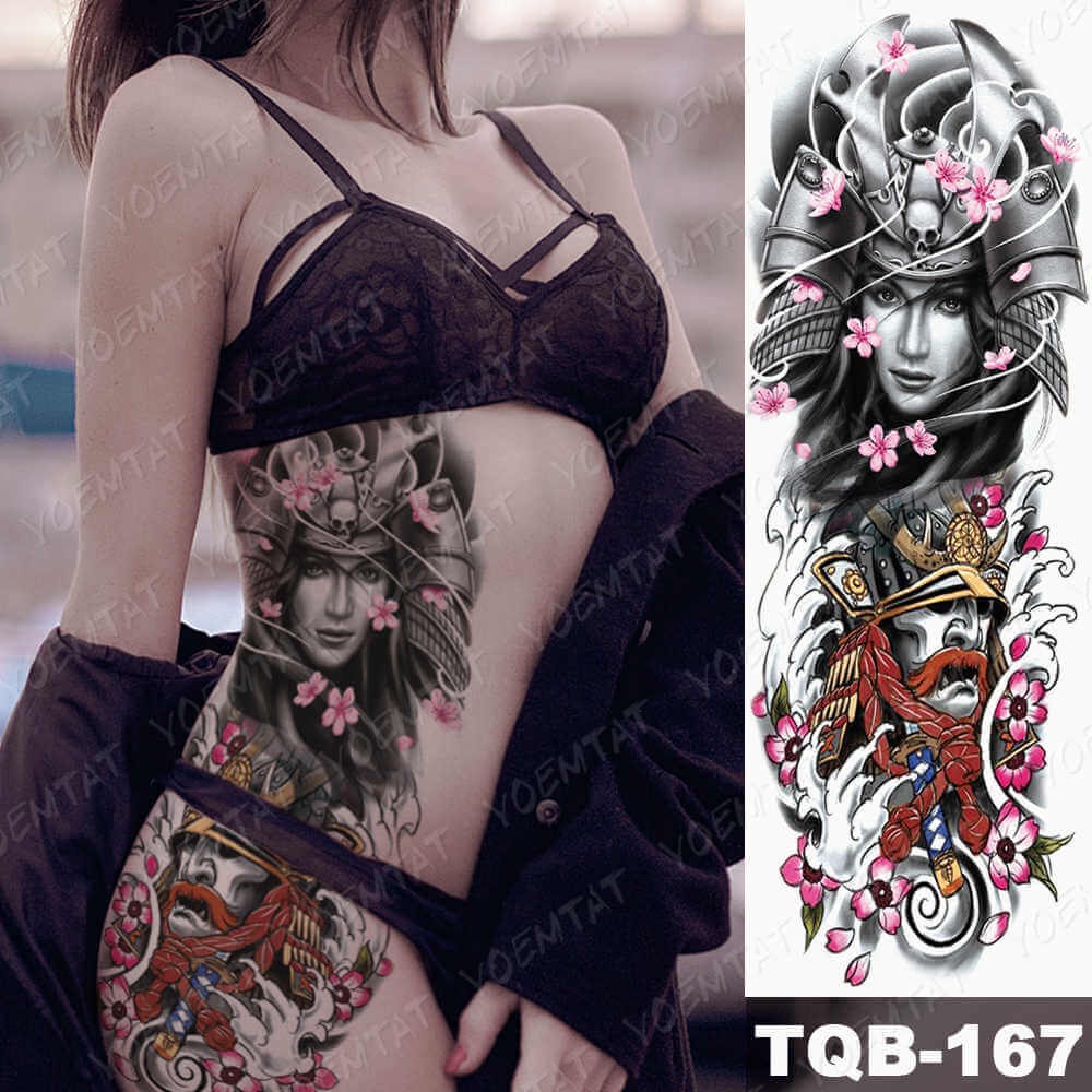 Hình Xăm Dán Tạm Thời Geisha Phong Cách Nhật Bản Chống Thấm Nước Trang Trí Cho Cánh Tay/Chân/Thắt Lưng