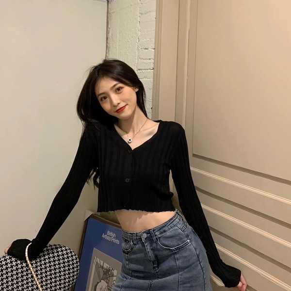 Áo Cardigan Tay Dài Thun Gân Ulzzang 3 Màu, [ADORABLE], Cardigan Basic Mỏng Khoác Ngoài Hot Trend 2021 Ảnh Thật