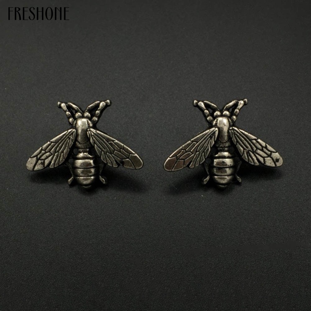 2 Pcs Vintage Metallic Carving Bees Cufflinks Suits Shirt Cuff