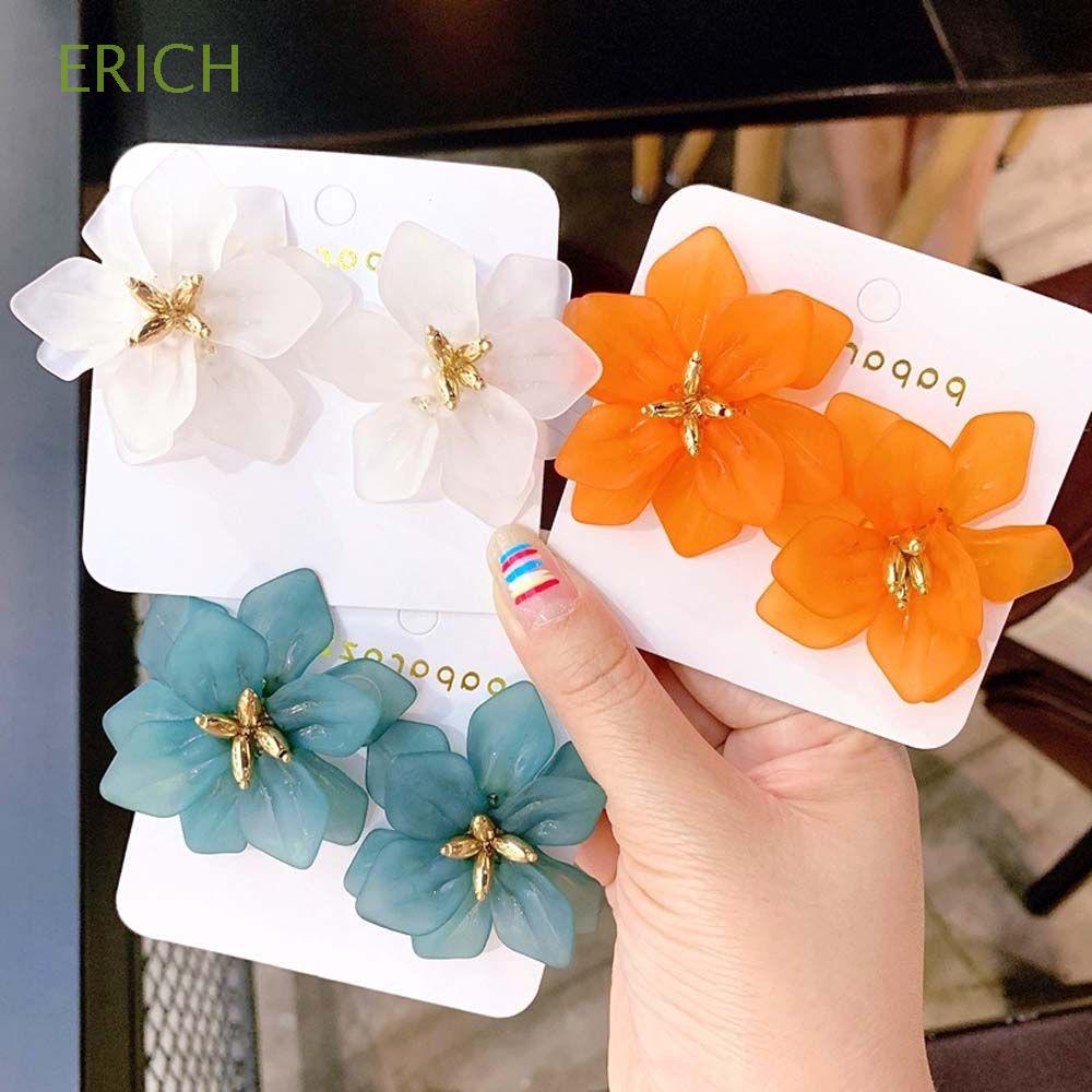 Khuyên tai bằng nhựa resin hình bông hoa nhiều màu sắc thời trang