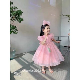 Váy đầm hồng kèm bờm cho bé gái