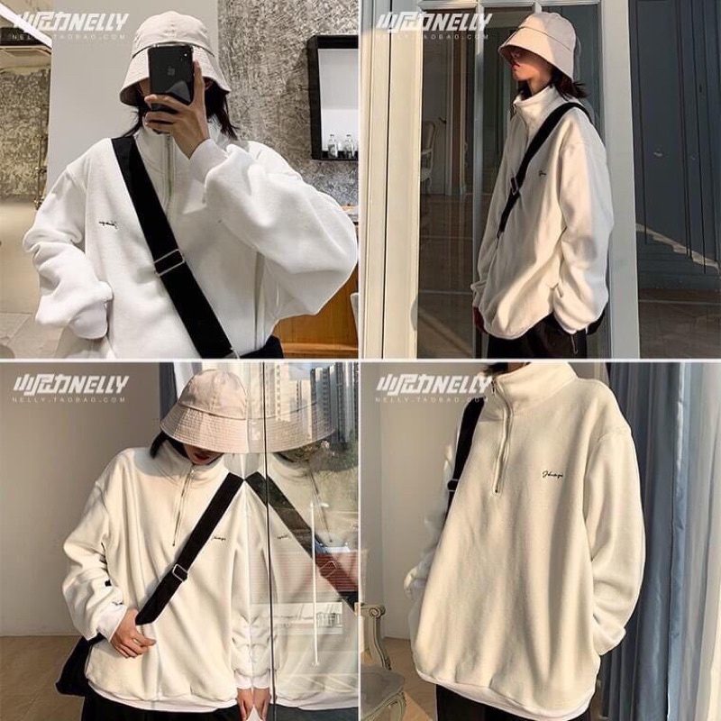 Áo Jacket chui đầu tay dài form rộng chất nỉ