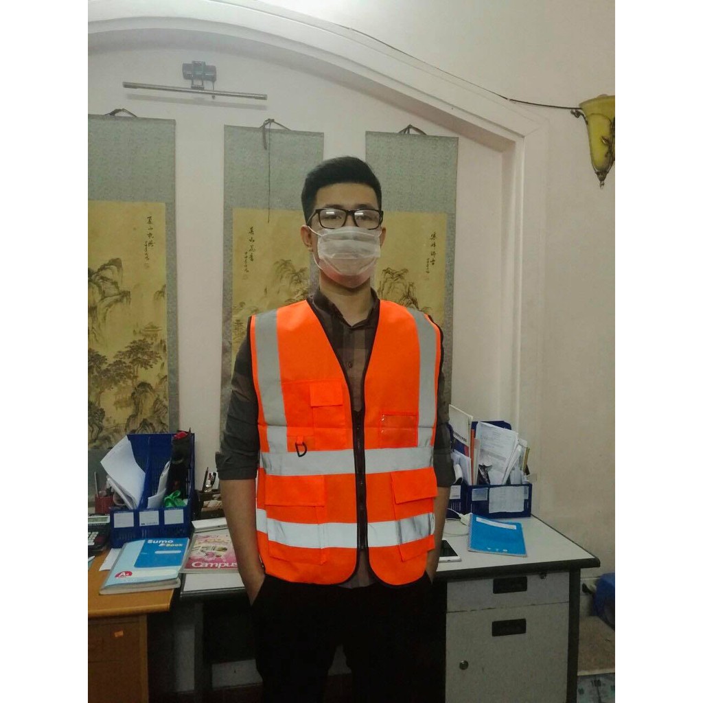Áo gile phản quang bảo hộ túi hộp cao cấp, Áo gile phản quang kỹ sư vải polyester siêu nhẹ, thoáng mát. In theo yêu cầu