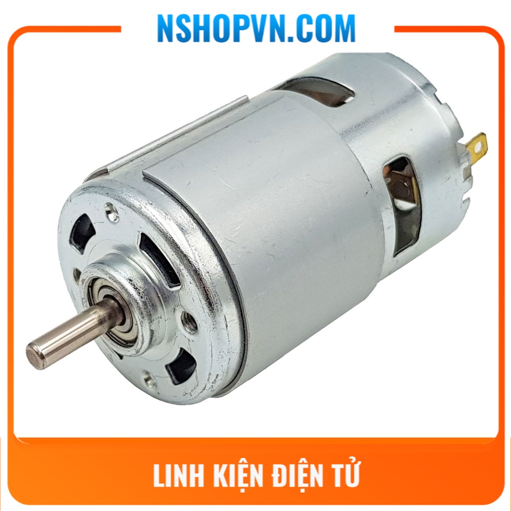 Động cơ 775 12VDC 15000rpm 2 ổ bi tốc độ cực lớn thích hợp làm máy khoan, máy cắt, xe, bơm nước