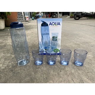 Bộ bình + 4 ly lock & lock aqua