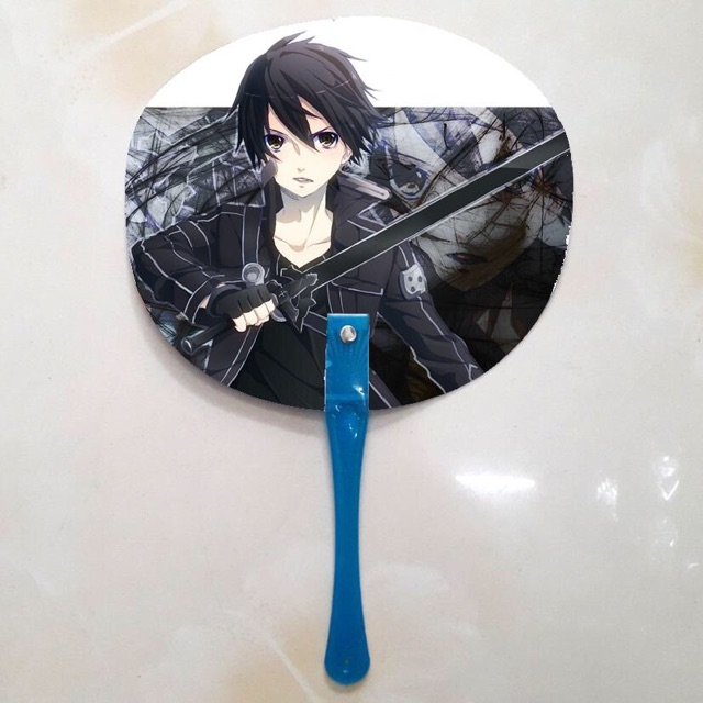 Quạt sword art online in 2 mặt ảnh khác nhau màu cán ngẫu nhiên