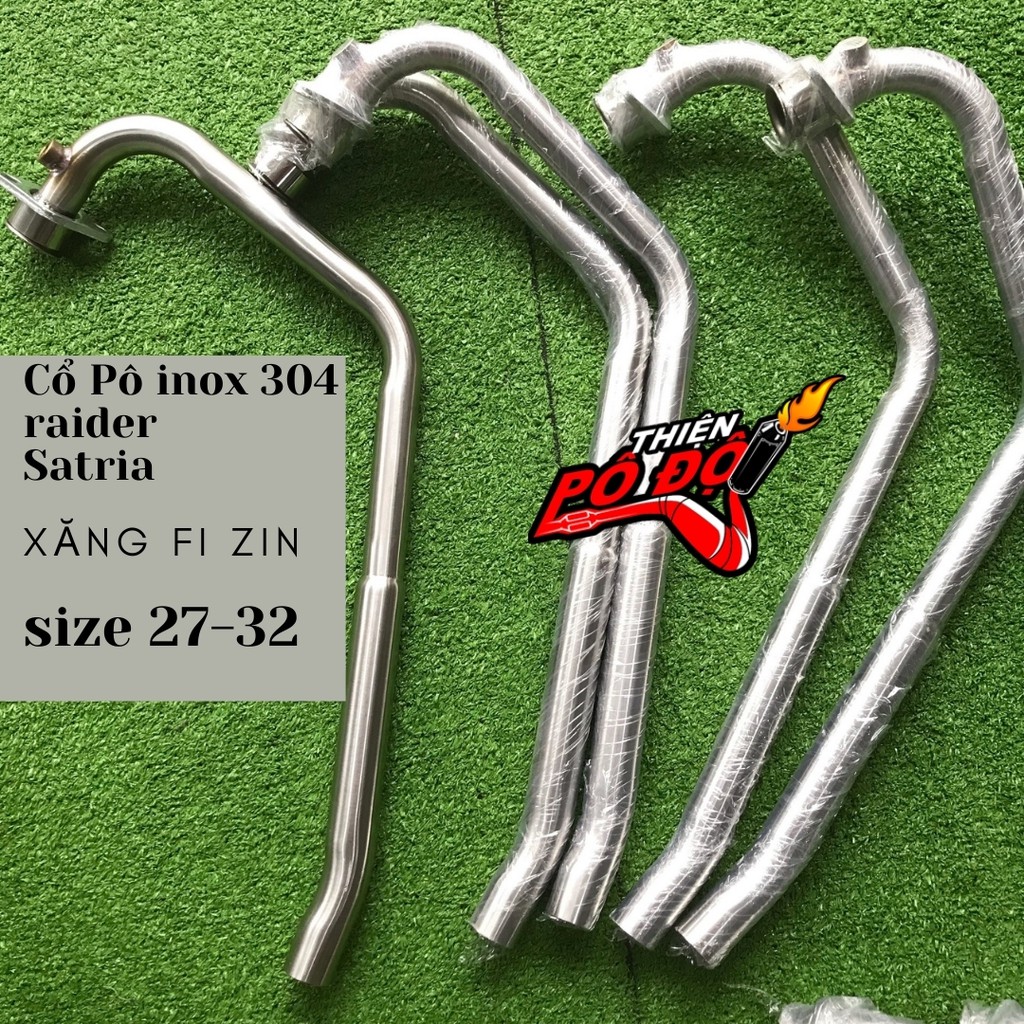 Cổ pô Inox 304 gắn pô zin Suzuki Raider Fi Satria uốn CNC Size như zin 27-32