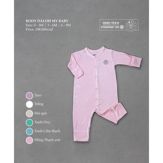 Hrnee - Body dài tích hợp bao tay, bao chân lật Oh My Baby chất Modal (sợi sồi hữu cơ) mềm mịn