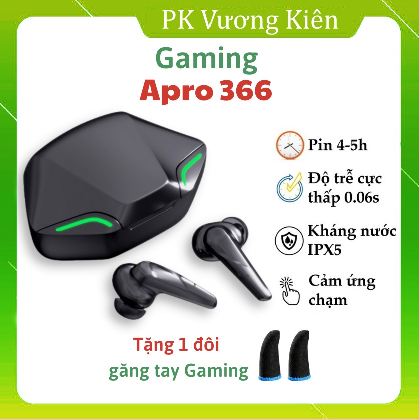Tai nghe nhét tai Bluetooth 5.1 Gaming Apro 366, hàng loại 1, âm thanh Hifi, độ trễ thấp.