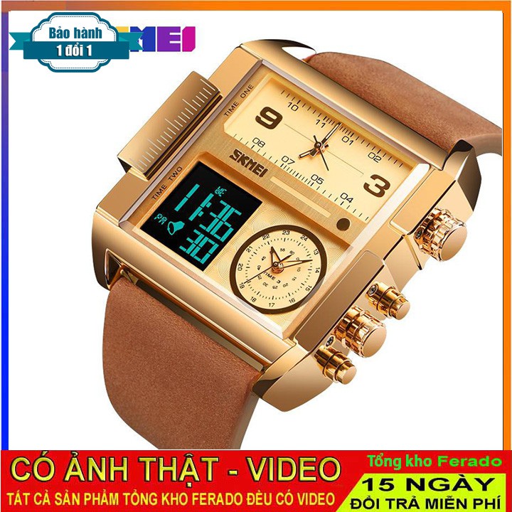 Đồng Hồ Thể Thao Nam SKMEI - Mặt Vuông Thạch Anh Chống Nước Kèm Chức Năng Báo Thức - Độc đáo &amp; Cá tính