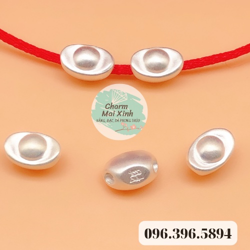 (S925) Thỏi Bạc Có Chữ - phụ kiện xâu vòng tay nam nữ, charm phối vòng tay phong thuỷ handmade tự làm