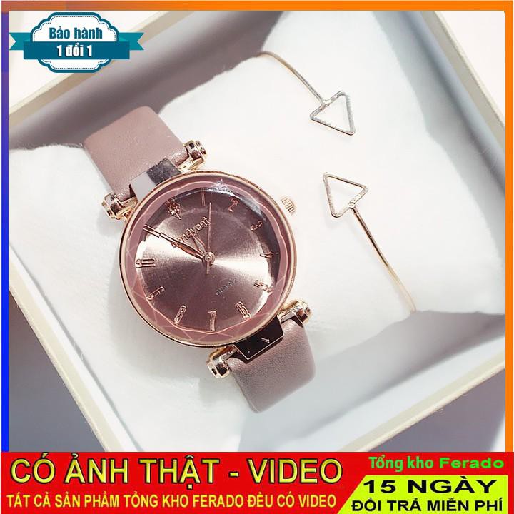 [ xả kho ] Đồng hồ nữ Candycat8 dây da cao cấp mặt tròn đa giác