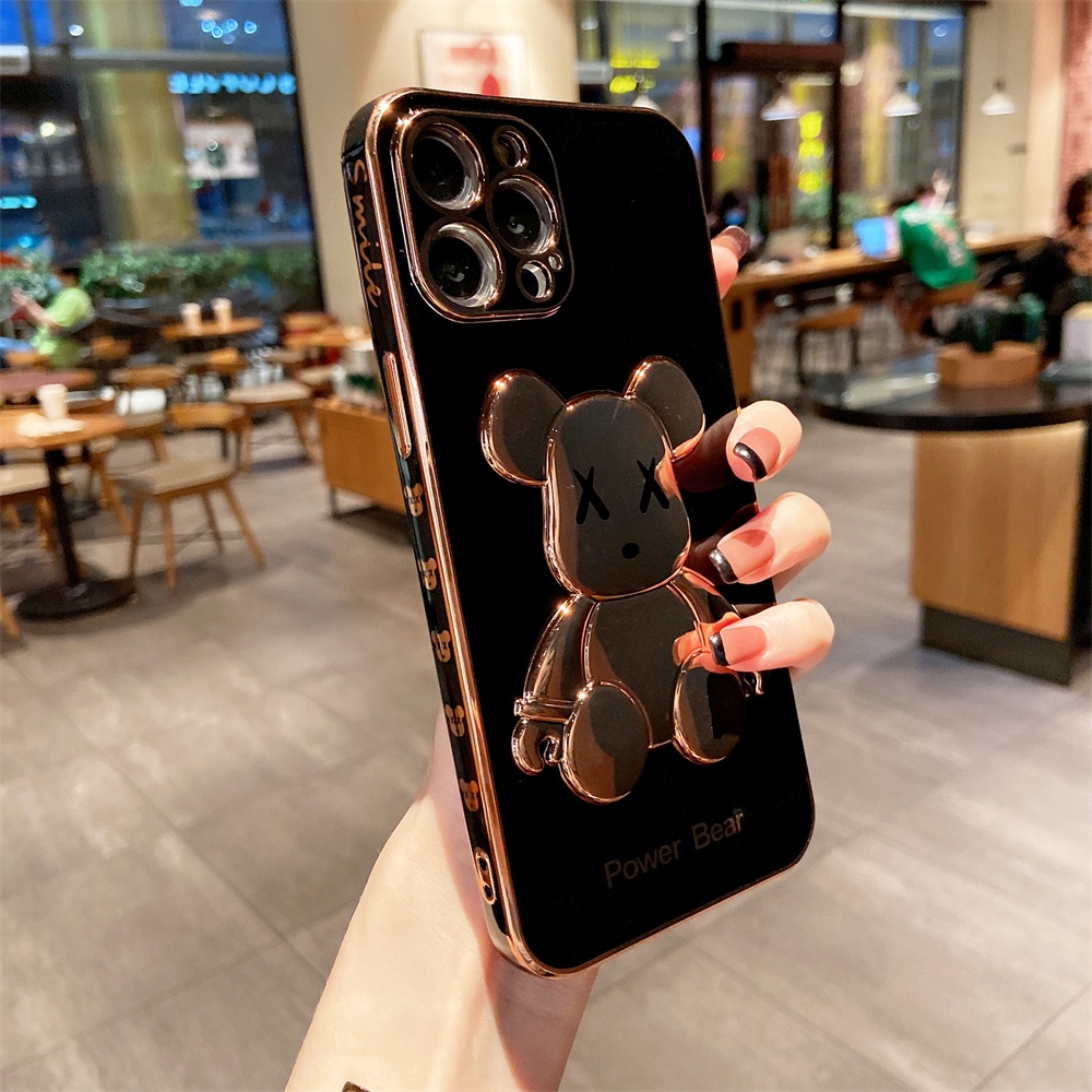 Ốp điện thoại mạ vàng hình gấu thời trang thích hợp cho IPHONE 13 12 11 PRO MAX XS MAX XR X 8 7 PLUS