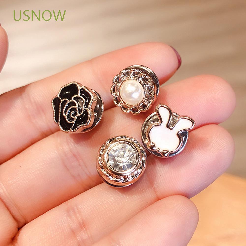 Set 10 Khuy Măng Sét Đính Ngọc Trai Giả Cài Áo Sơ Mi / Khăn Choàng Có Thể Điều Chỉnh