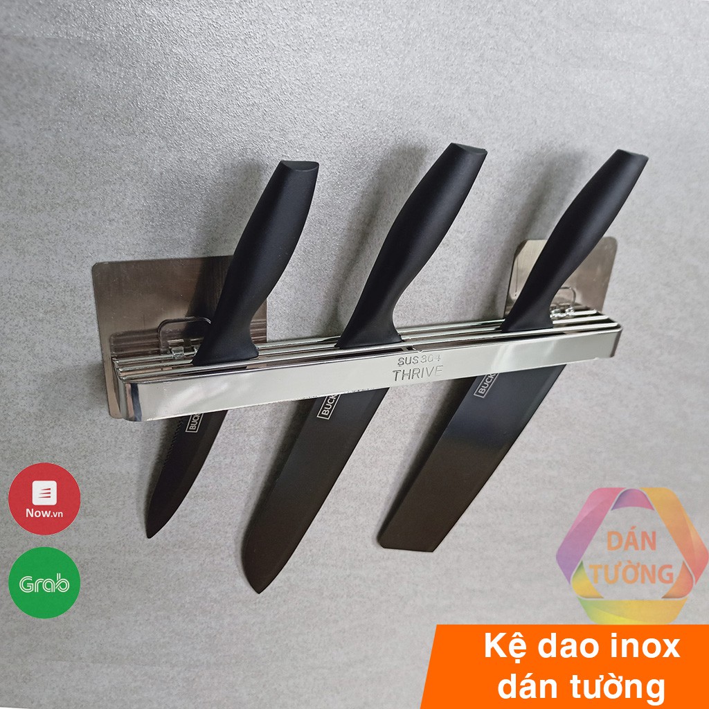 Giá kệ để dao inox 304 dán tường MDT, hộp đựng dao 3 khay cắm cao cấp chịu lực 5kg dụng cụ nhà bếp - GDI