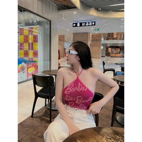 Áo Croptop Yếm Không Tay In Chaneo