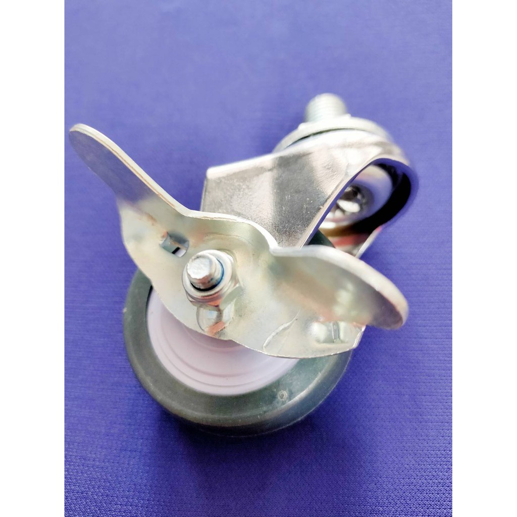 Bánh xe đẩy cao su tổng hợp xám tải nhẹ cọc vít xoay khóa - 50-65-75mm - Happy Move Thái Lan