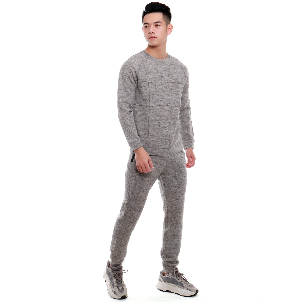 Bộ nam thu đông cao cấp NARSIS màu ghi  chất cotton mềm ấm kiểu dáng thể thao
