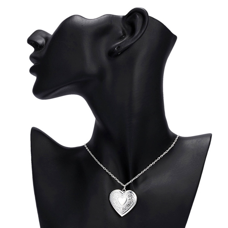 Vòng cổ Bạc Mặt Khung Ảnh Gia Đình Hình Trái Tim Mở Được Màu Sắc Thời Trang Cho Nữ