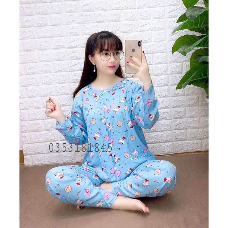 ( Chọn Màu ) Bộ Lanh Lụa Bầu Và Sau Sinh Cài Khuy Giữa Có Chun Chỉnh Bụng Cho Mẹ 45-75kg