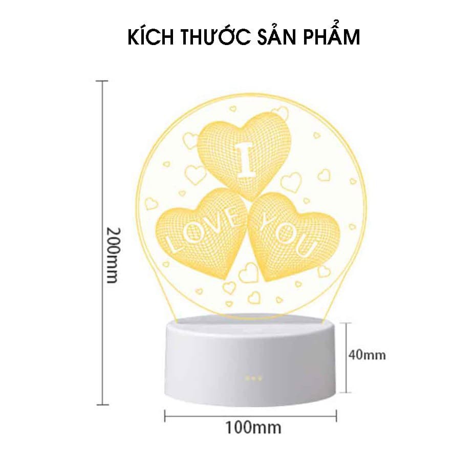 Đèn Ngủ 3D - Đèn Led 3D - Làm Mẫu Theo Yêu Cầu - 16 Màu Kèm Điều Khiển