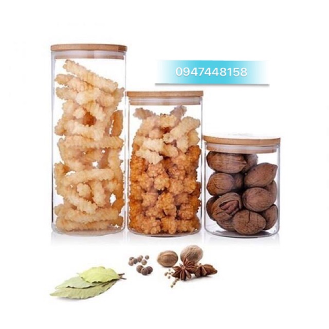 Lọ thuỷ tinh nắp gỗ 1000 ml