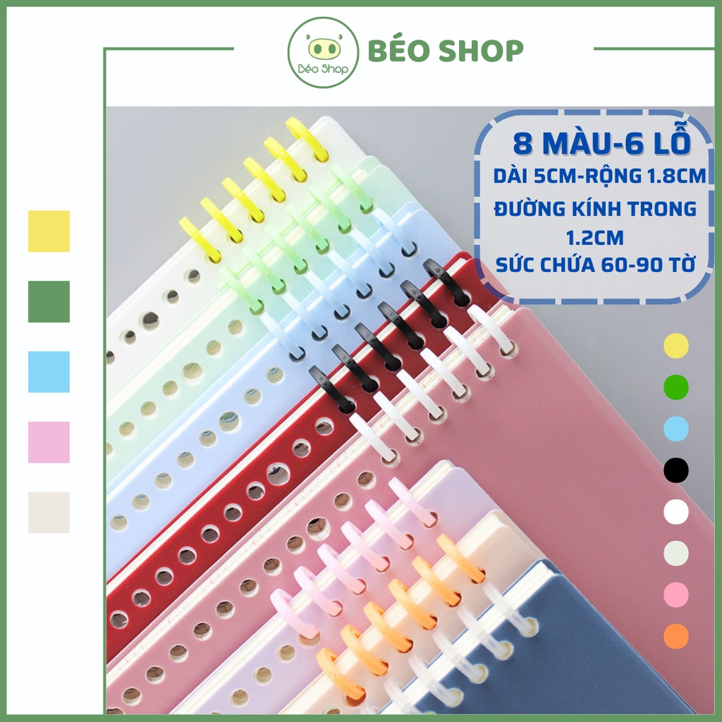 Binder thanh còng nhựa cao cấp đường kính 12mm Béo shop kẹp tài liệu lò xo làm sổ bìa còng A4 A5 B5 bullet journal 6 lỗ