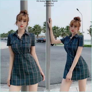 55-90kg bigsize đầm sơ mi caro