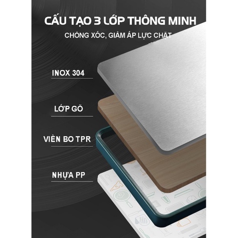 Thớt inox 304 và nhựa kháng khuẩn cao cấp hai mặt - Huy Thắng Shop