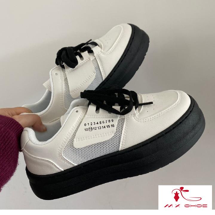 M & X~ Giày Thể Thao Da Đế Dày Thoáng Khí Phong Cách Hàn Quốc Dễ Phối Đồ Thời Trang Mùa Hè Dành Cho Nữ